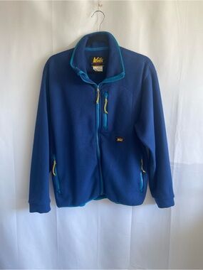 REI Blue Fleece Jacket with Teal Trim